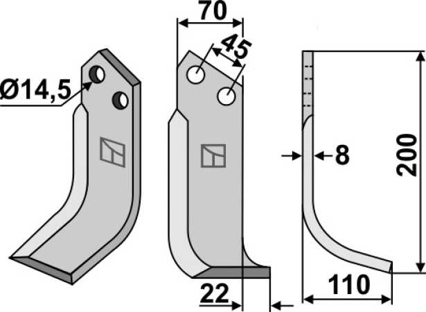 Fräsmesser 200x70mm, rechts